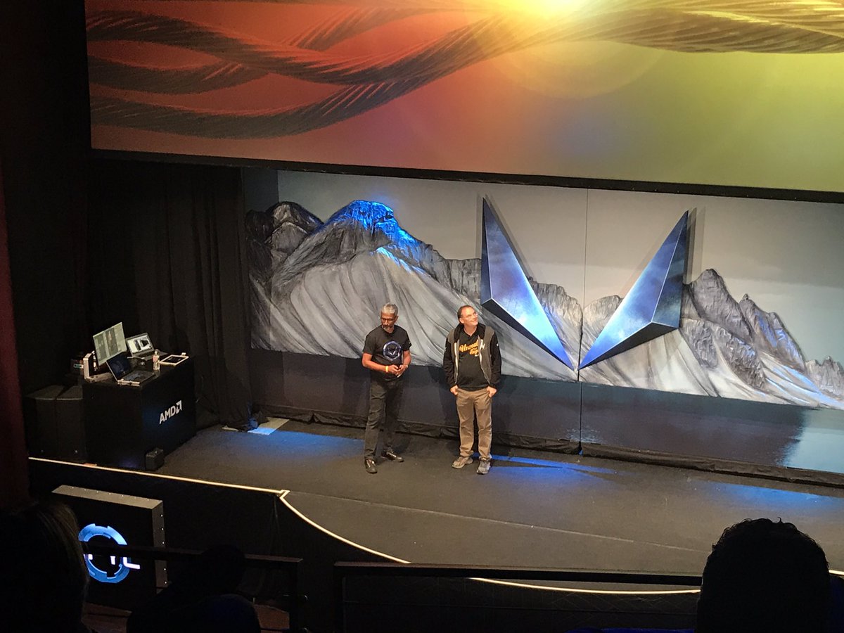 ryanshrout's tweet image. @TimSweeneyEpic joins @GFXChipTweeter on stage at #AMDCapsaicin. Significant as Epic is usually hardcore NVIDIA partner.