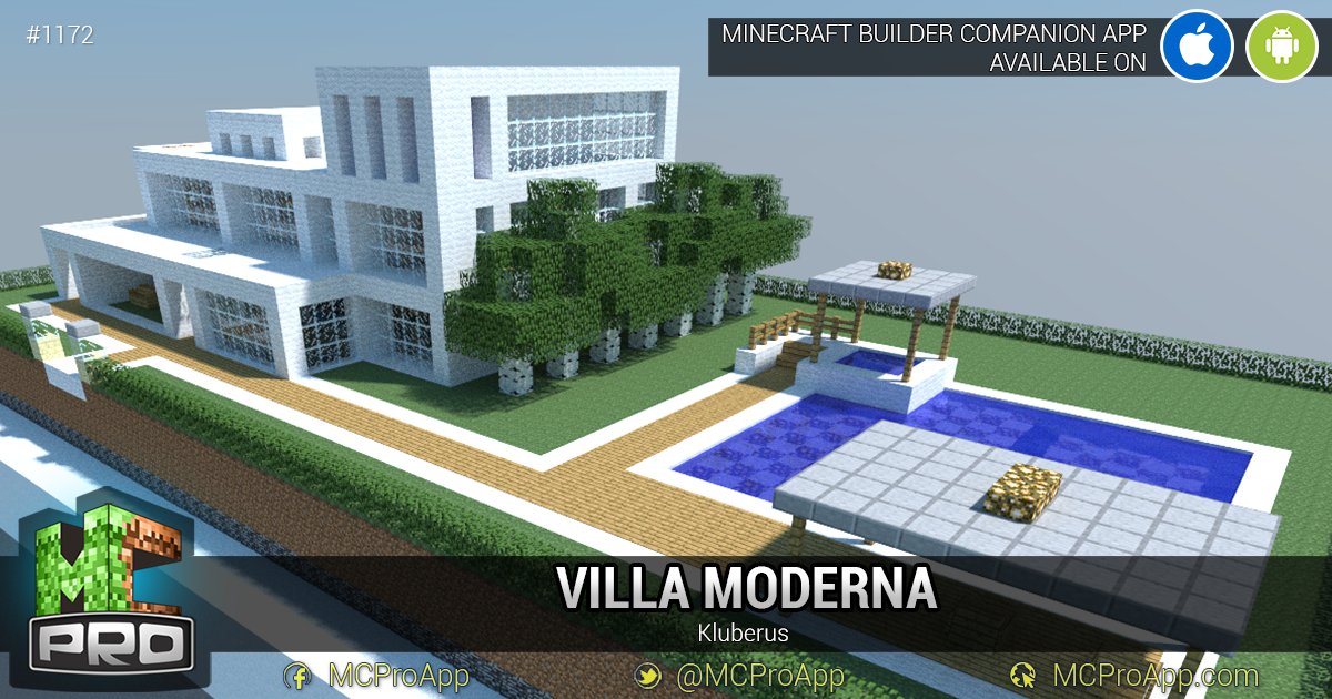 MCProApp's tweet photo. Modern Villa by Kluberus has been just added to collection of #free #Minecraft blueprints in #MCProApp. Get it here: https://t.co/NQWext2Hor https://t.co/xph2Fu5Zrn