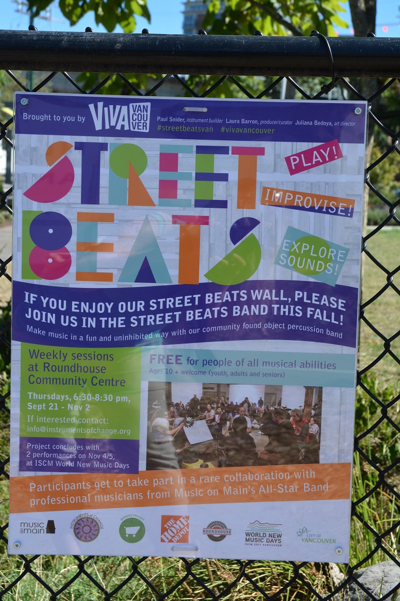 TheMusicOfJunk's tweet photo. Today was the launch of our 'Street Beats' Wall of Instruments from Junk. I built it with Laura B. &amp; Juliana S. for VIVA Vancouver https://t.co/qQOlX4E84H