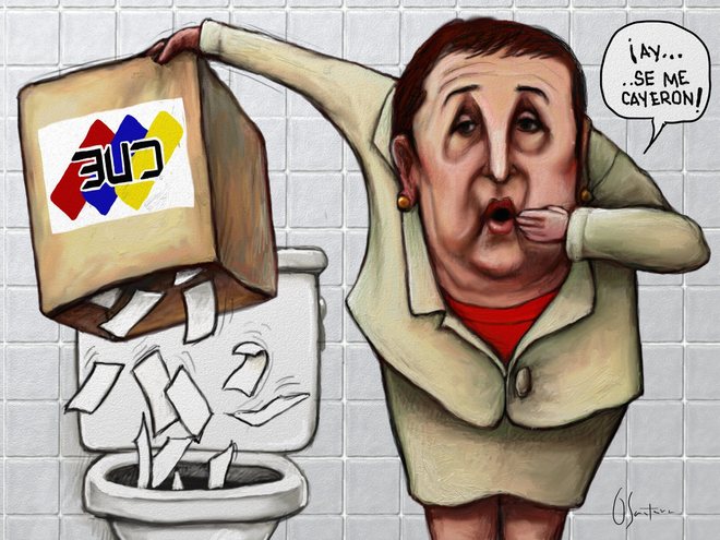 Usted ha pretendido hacer ésto con nuestros votos durante años. Ésto es lo que puede hacer con su ANC. ¡Se puede ir al carajo Tibisay!