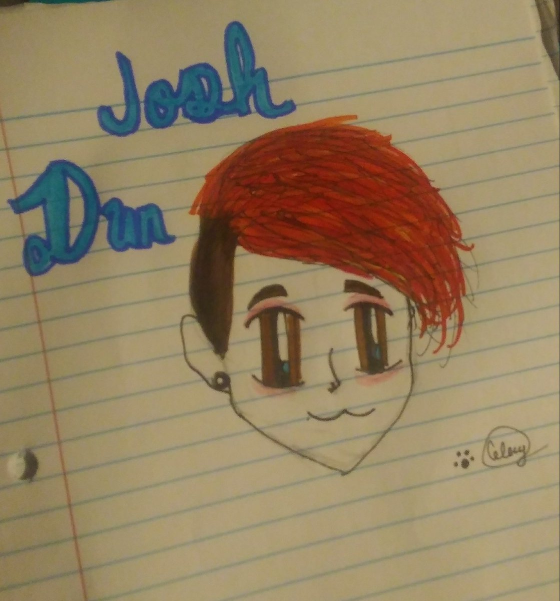 cute_cady666's tweet photo. @joshuadun my girlfriend love your music and drew this picture of you https://t.co/1P6MjhgqGV