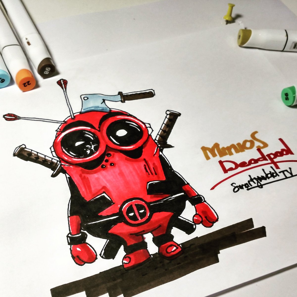 Ndthanh1982's tweet photo. Minion - Deadpool. #drawbyhand #draw #minion #minions #deadpool #movie #anime #manga #funny #art #relax #marker https://t.co/RYx9oGn2a2
