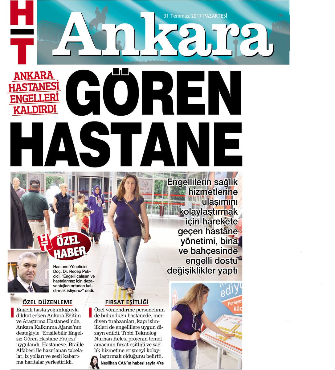 HABERTURKANKARA's tweet photo. Ankara Hastanesi'nde engeller kalktı. Hastanede, engellilerin sağlık  hizmetlerine ulaşımını kolaylaştıracak fiziki değişiklikler yapıldı. https://t.co/zZacJkCFsU