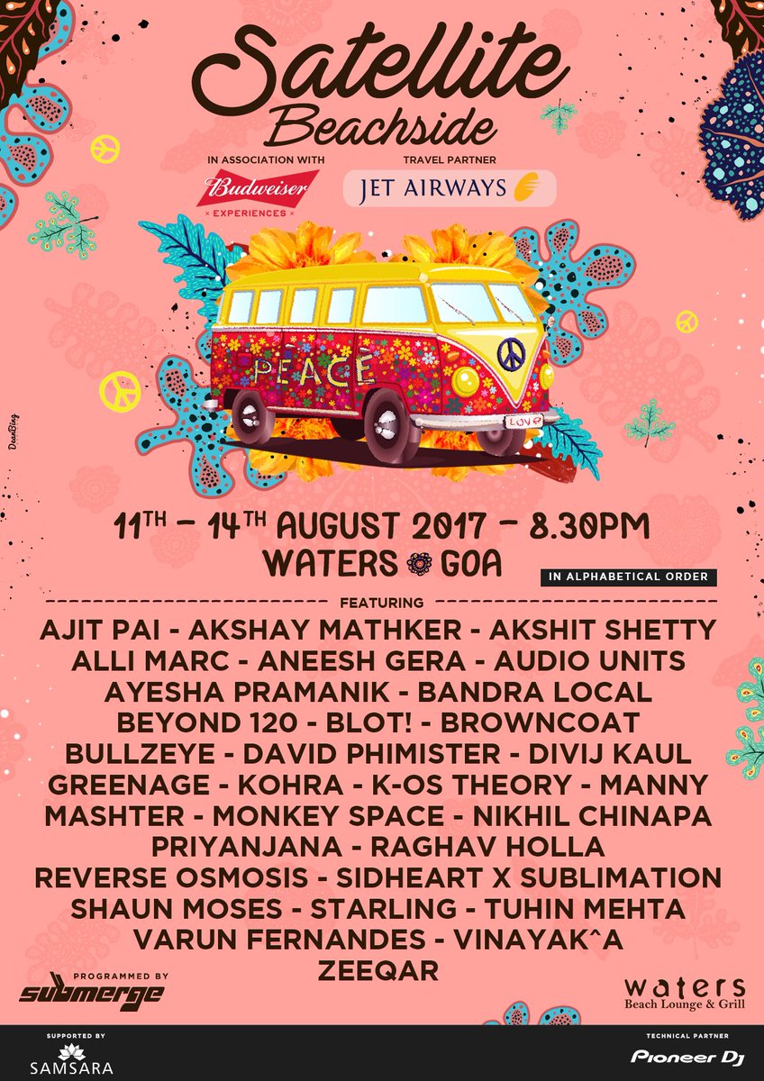 Satellite_Fest's tweet photo. This is it! Our final #SatelliteBeachside lineup in Goa. It's going to be an incredible four nights of music + madness 😎🌈🚀🍺❤️ 

Please RT 🙏 https://t.co/ewvnguXn5k