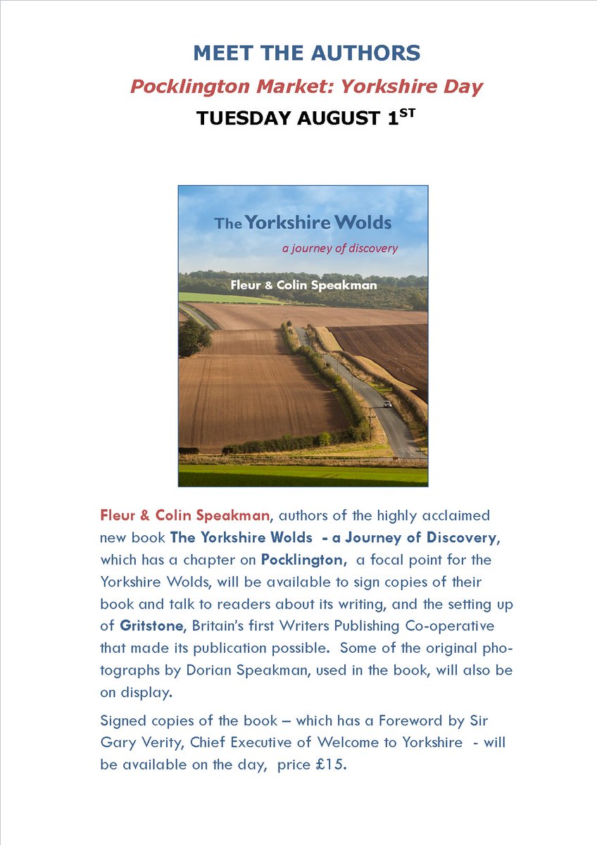 #YorkshireWolds Book - Meet authors at Yorkshire Day celebrations Pocklington Market