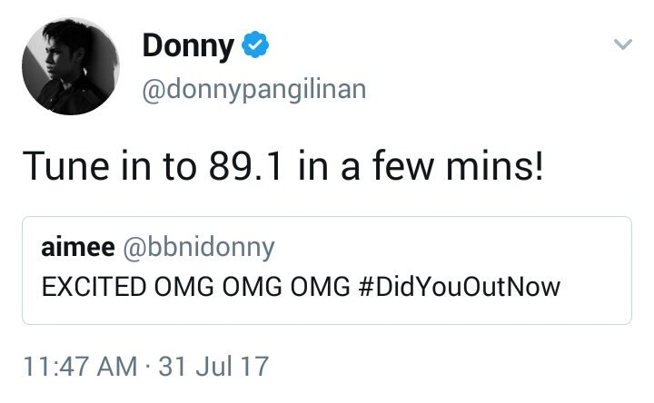 bbnidonny's tweet photo. DONNY QUOTED MY TWEET 😭💜  (7-31-17) https://t.co/bzKufAHNxM