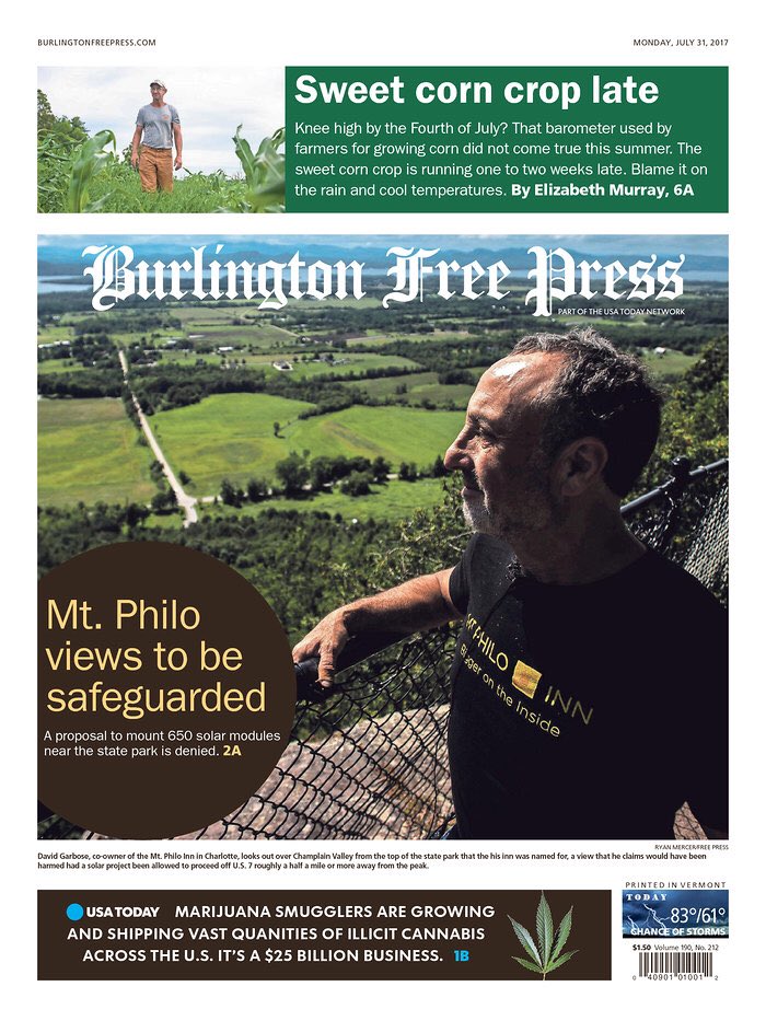 asoga's tweet photo. Today's Burlington Free Press @bfp_news https://t.co/IeZphOgl1V @MtPhiloInn #mtphilo #vt https://t.co/GRYJ8yZtZ5