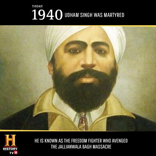 Fboxerw's tweet photo. The day of his death is a public holiday in Punjab and Haryana. (Martyrdom Day of Shahid Udham Singh). #ThisDayInHistory https://t.co/2MeD3XLbCY