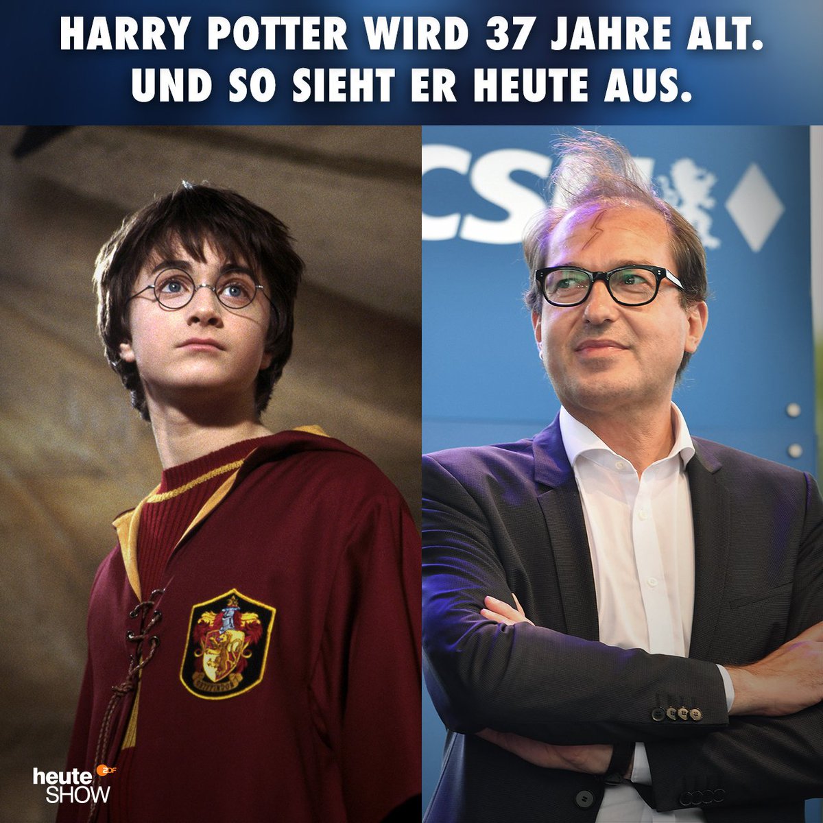 heuteshow's tweet photo. Fühlt ihr euch jetzt alt? #HappyBirthdayHarryPotter https://t.co/UGYw8zJkqV