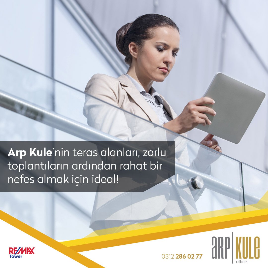KuleArp's tweet photo. Arp Kule’nin teras alanları, zorlu toplantıların ardından rahat bir nefes almak için ideal! #arpkule #remaxtower #ticarigayrimenkul #ofis https://t.co/HvkQK0525m