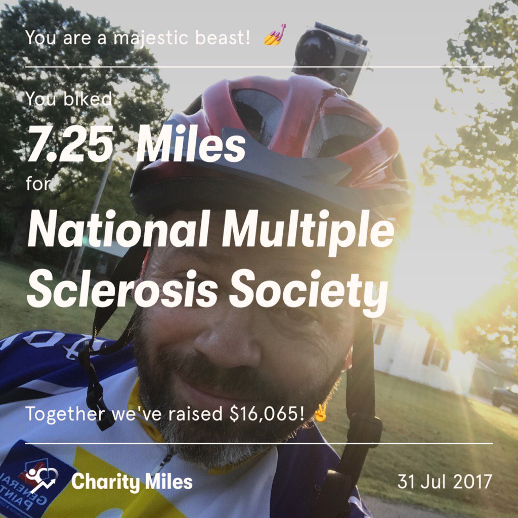 Mattophotog's tweet photo. 7.2 @CharityMiles for @mssociety. Thx 2 #JNJ & @DonateAPhoto. Good start for a Monday #BikeMS #GoProHero2 https://t.co/5XBkFBQ5N2