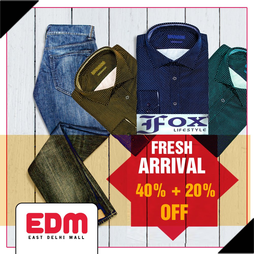 EastDelhiMall's tweet photo. Get Great Offers On Fashionable Clothing for Men on Fresh Arrival at #IfoxLifestyle by #YashApparels @ #EastDelhiMall Ghaziabad. #Get40%Off https://t.co/umYRCQQuVM