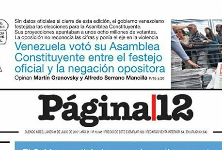 Página12 encubriendo la violencia y la ilegalidad de la dictadura de Maduro hoy en su tapa. No se puede ser más miserable y mercenario.