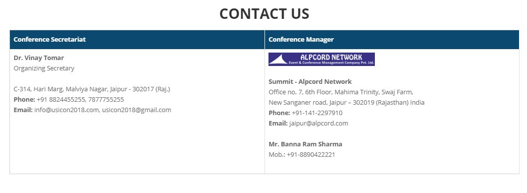 USICON2018's tweet photo. @USICON2018
Contact Us 
on 18th to 21st January 2018
at B.M. Birla Science &amp; Technology Centre, Jaipur, Rajasthan
https://t.co/le9pl6eRlH https://t.co/C8TBE3mn5c