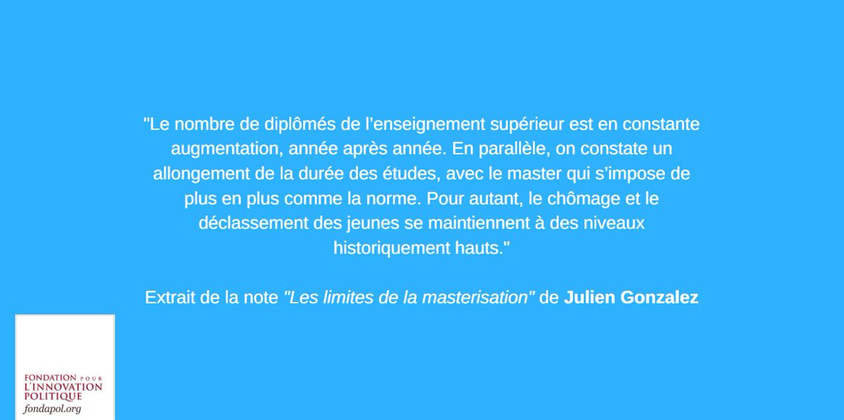 Fondapol's tweet photo. #EnseignementSupérieur : Quelles sont les limites de la #masterisation ? Notre note est à lire ici : https://t.co/k5GxJ3g23f https://t.co/lcQ9trRYoE
