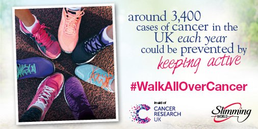SlimmingWorld's tweet photo. This August we're upping our steps as we #WalkAllOverCancer for @CR_UK! Get involved and step through the #summer for a healthier lifestyle. https://t.co/SS2WEqftbQ