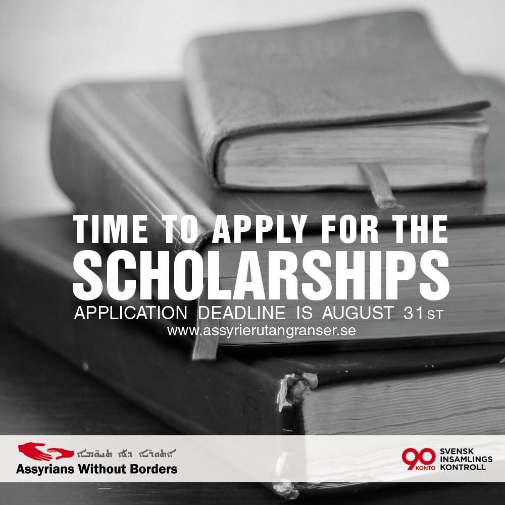 assyrianswb's tweet photo. Time to apply for scholarships!📚Are you an Assyrian student in #Iraq, #Syria, #Turkey, #Iran or #Libanon? Apply at ➡️https://t.co/FLQffWGxkj https://t.co/4xUZnJPCFb