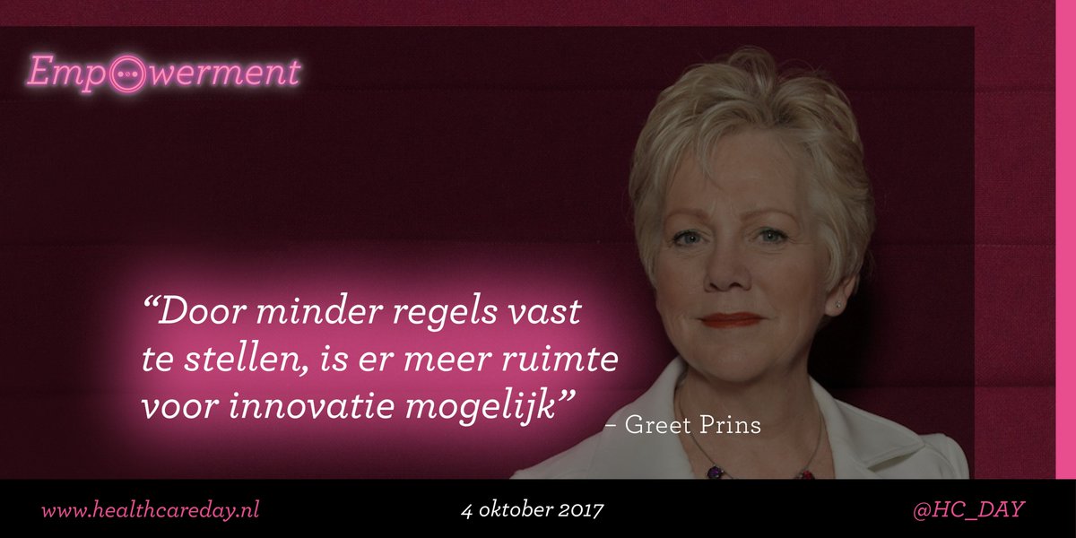 Wilt u ook de zeggenschap van uw cliënten en patiënten vergroten? <a href="/GreetPrins/">Greet Prins</a> deelt haar ervaringen en visie op 4 oktober bij de #hcday17