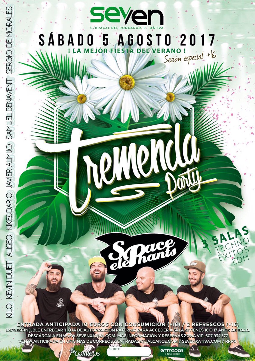 sevenxativa's tweet photo. Este sábado vuelve el #JaleoElephant con @spacelephants #TremendaParty 
¡ÚLTIMAS ANTICIPADAS A LA VENTA! https://t.co/p5j5nbfXtb