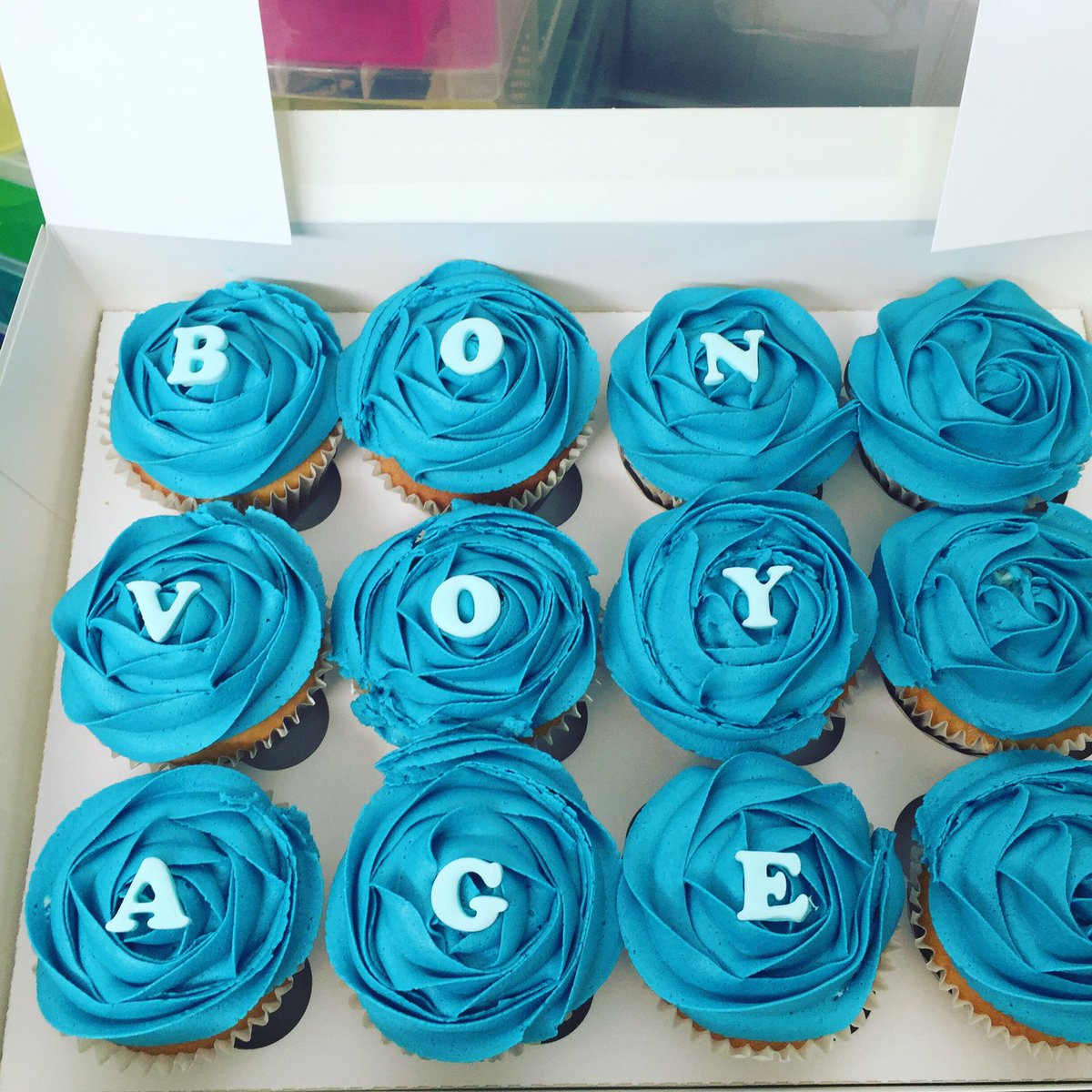 KaysCakeWorld's tweet photo. #cupcakes #kayscakeworld #bushfairservicebays #bonvoyage #bluebittercream #roseswirls https://t.co/GZKgStoG47