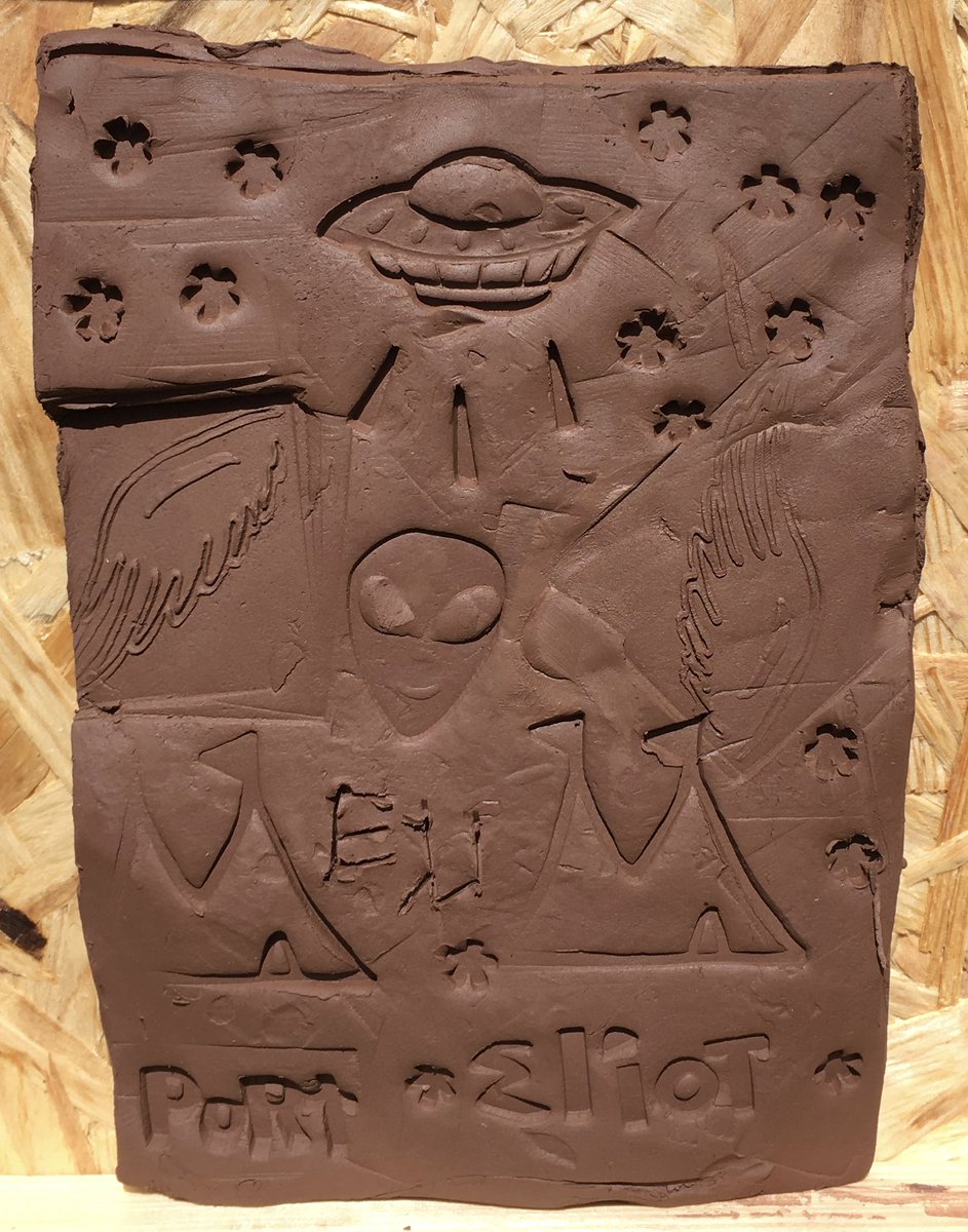 multi_story's tweet photo. Aliens! There's always something you miss @PortEliotFest One of our favourite #tablettalk messages @DesignWithPlym @PlymUni https://t.co/V981mD3UGH