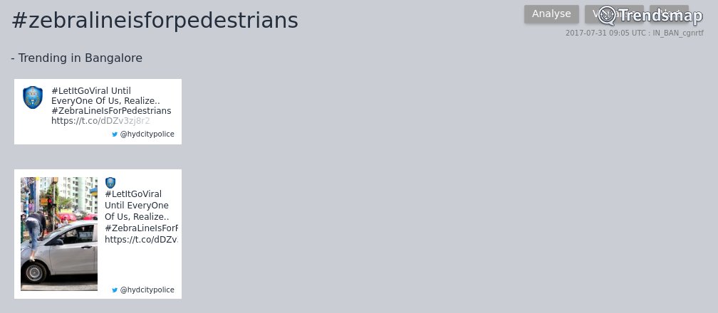 TrendsBengaluru's tweet photo. #zebralineisforpedestrians is now trending in #Bangalore
https://t.co/1qld1XM9vo https://t.co/wkHUIwT0zw