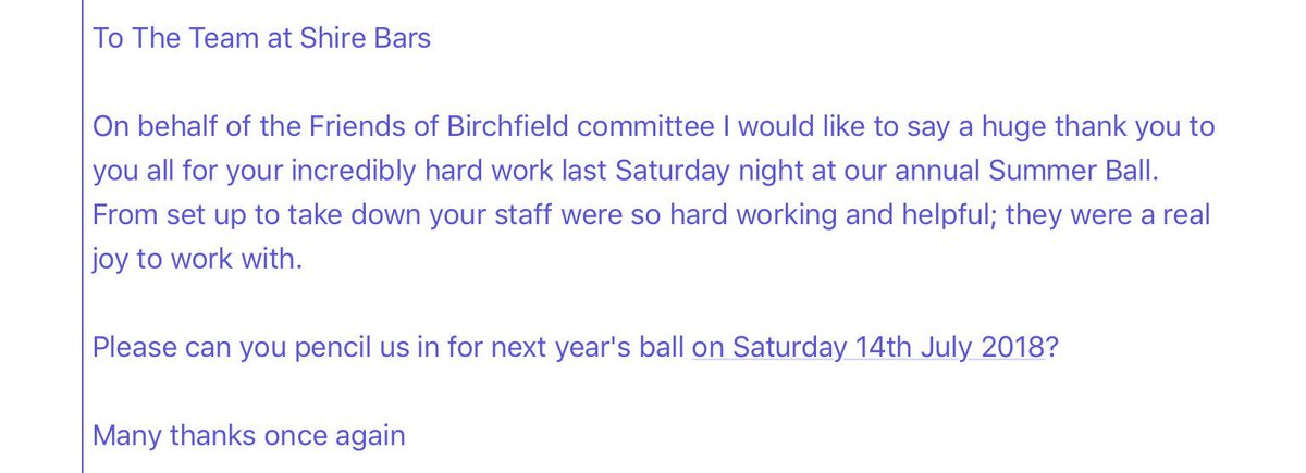 ShireBar's tweet photo. Receiving emails like this makes the job worthwhile!! Another happy customer 😁😁 #MondayMotivation https://t.co/NUm1WqanvI