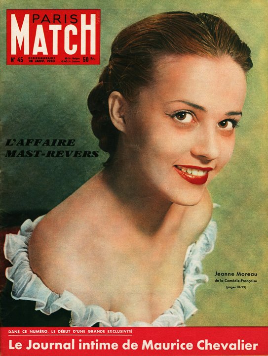 bleprince's tweet photo. Jeanne Moreau à 22 ans, sa première couverture dans Paris Match n° 45 du samedi 28 janvier 1950. https://t.co/ZzYVHfKCyP