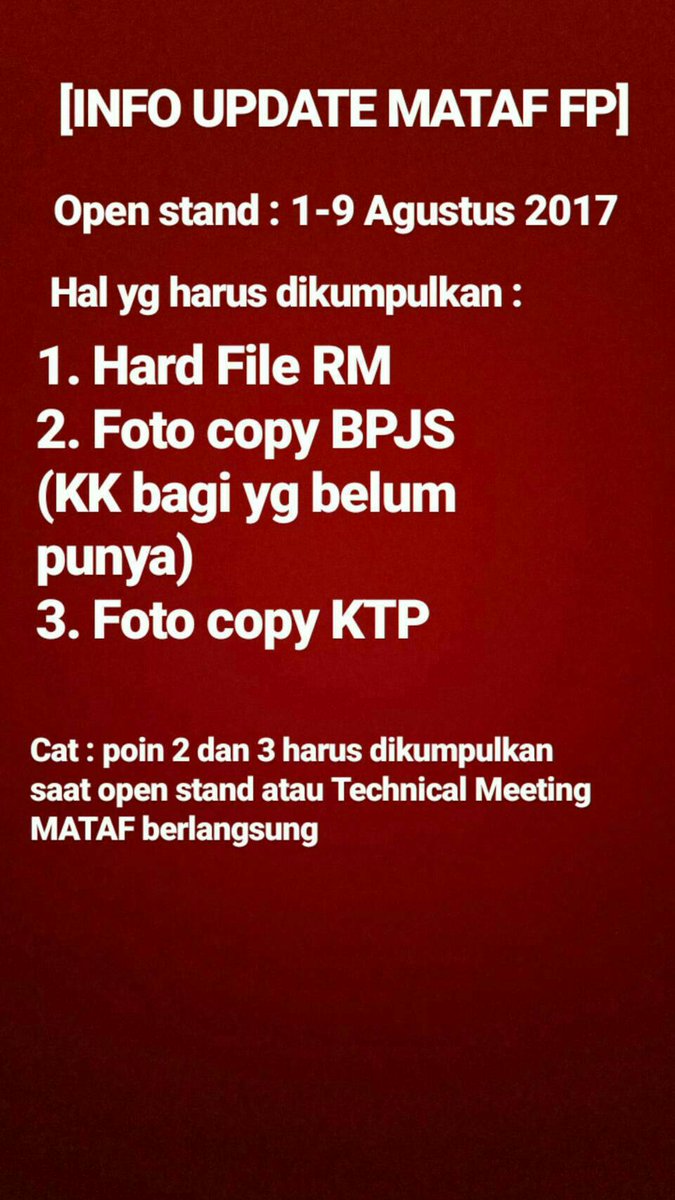 Update Informasi, Hal yang harus dikumpulkan pada saat open stand di tanggal 1-9 Agustus 2017 yaitu: