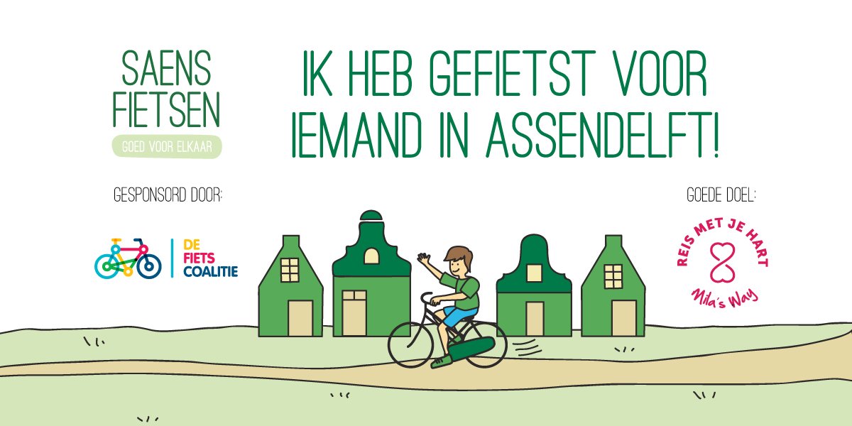 5 km gefietst = €1,00 donatie <a href="/Reismetjehart/">Reismetjehart</a>. Dank <a href="/DeFietscoalitie/">De FietsCoalitie</a>! fnr.li/go/c/195 #Fundrunne