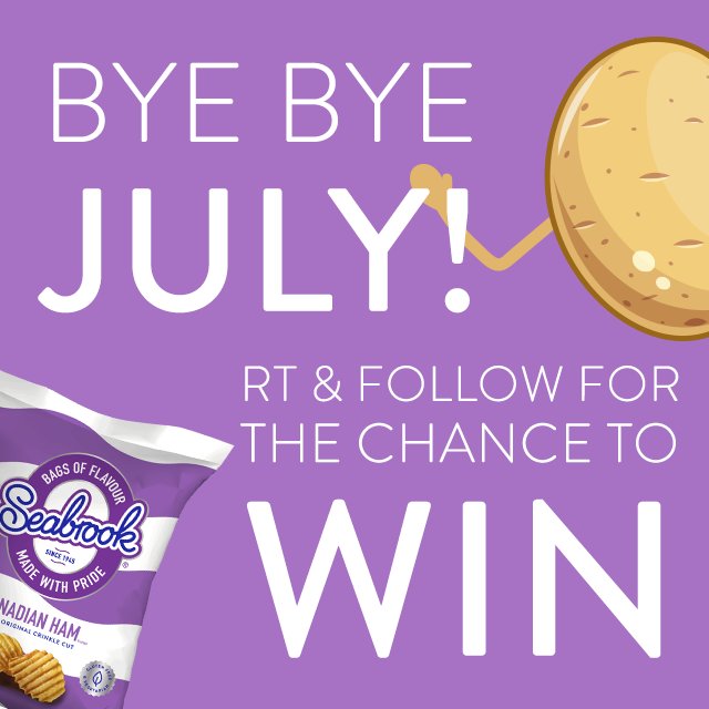 SeabrookCrisps's tweet photo. Bye Bye July! 👍  #RT and follow this post for the chance to #WIN a box of crisps 
(UK only) https://t.co/IDbogumjpE