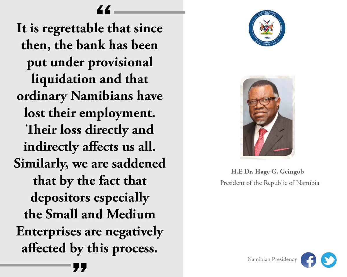 NamPresidency's tweet photo. "Let me make use of this opportunity to clarify that the #SMEBank was never a “Hage” project as portrayed by some." President @hagegeingob https://t.co/KcBE1wPX6S