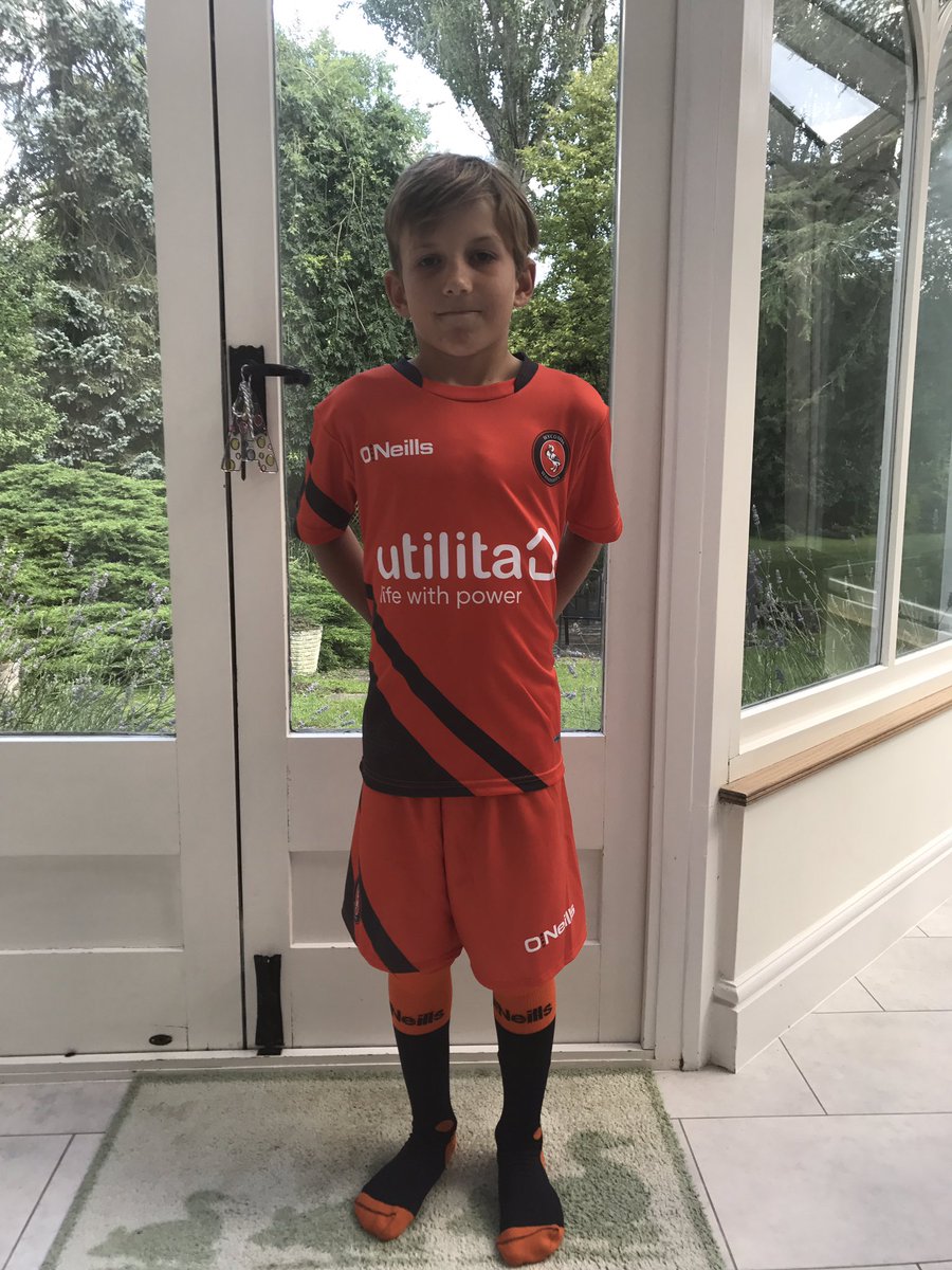 My lad well chuffed with his new <a href="/wwfcofficial/">Wycombe Wanderers</a> kit bought today. Doing his best <a href="/samsaunders7/">.</a> <a href="/Paris_Hall/">ParisCowanHall</a> and @Adam_EL_ABD impression!