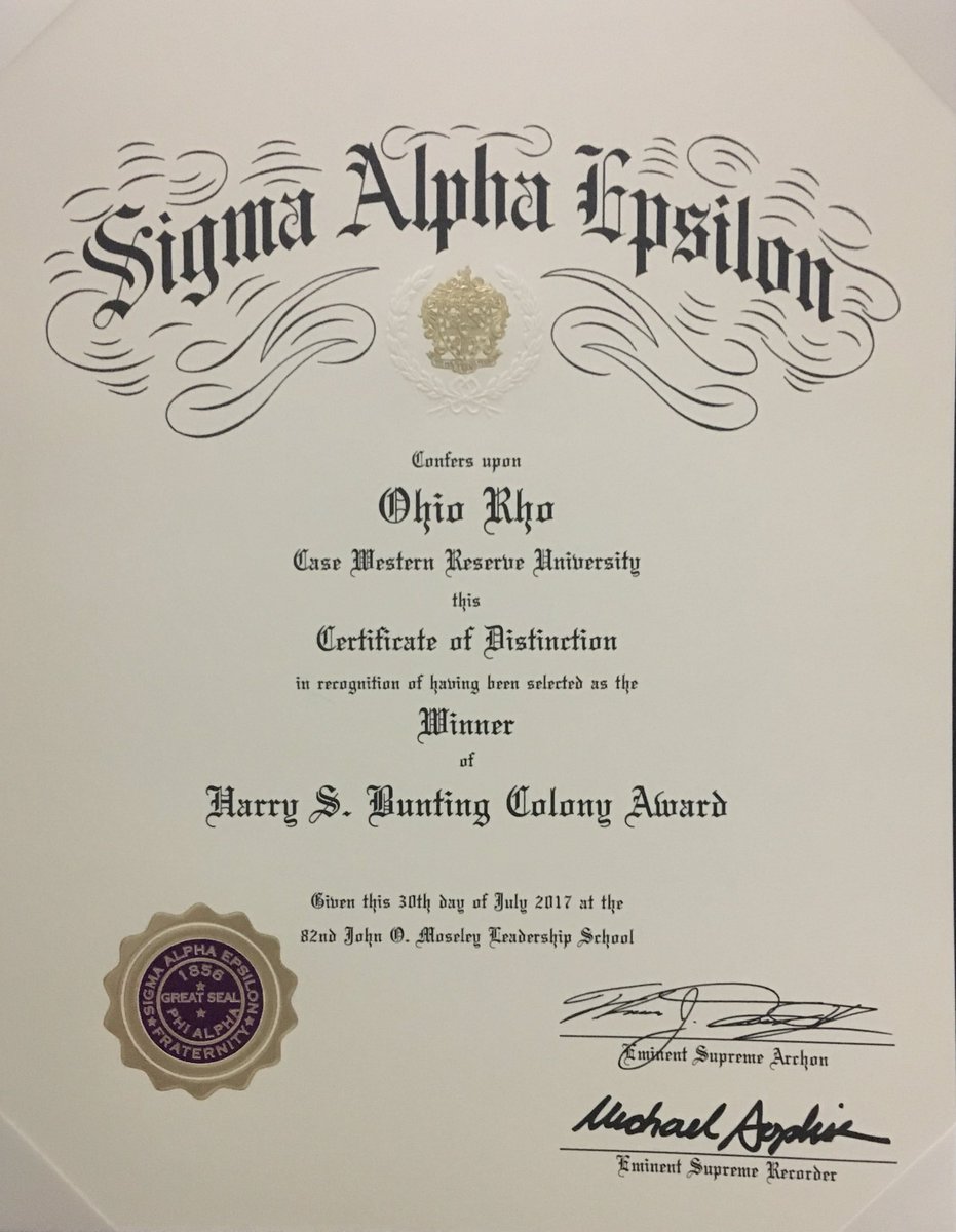 SAEcwru's tweet photo. Ohio Rho has won the 2017 Harry S. Bunting Colony of the Year Award #82LS https://t.co/D4NXbgoKLR