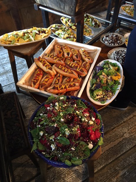 sohohousefour's tweet photo. Check out the hotdog feast served up for our Shoreditch House team over the weekend - hotdogs, salads, nachos &amp; choc brownie cheesecake! https://t.co/P4NH34vERR