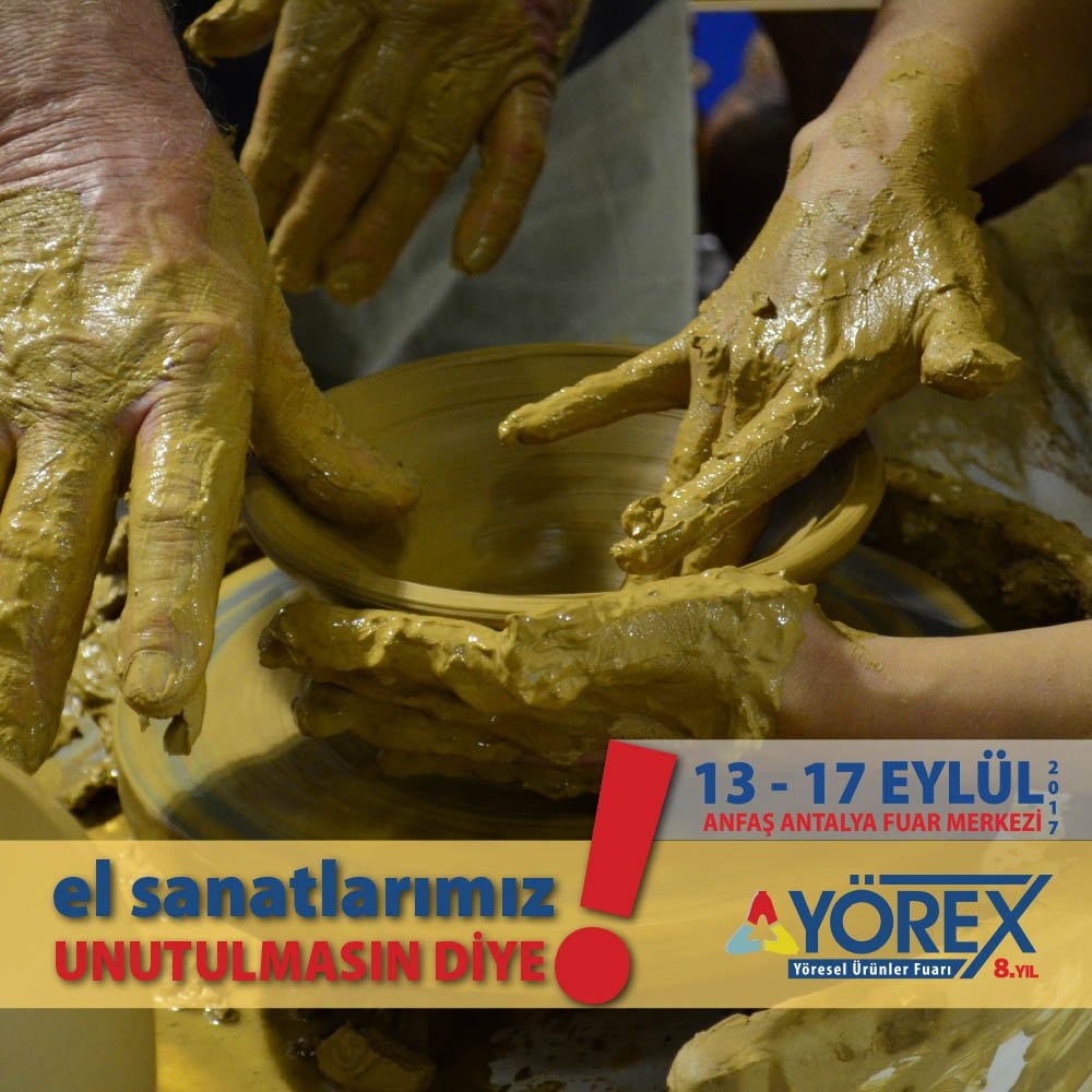 El sanatlarımız unutulmasın diye.....

YÖREX 8. Yöresel Ürünler Fuarı 
📅 13 - 17 Eylül 
🕣 10:00 - 20:30 
📍 ANFAŞ Antalya Fuar Merkezi