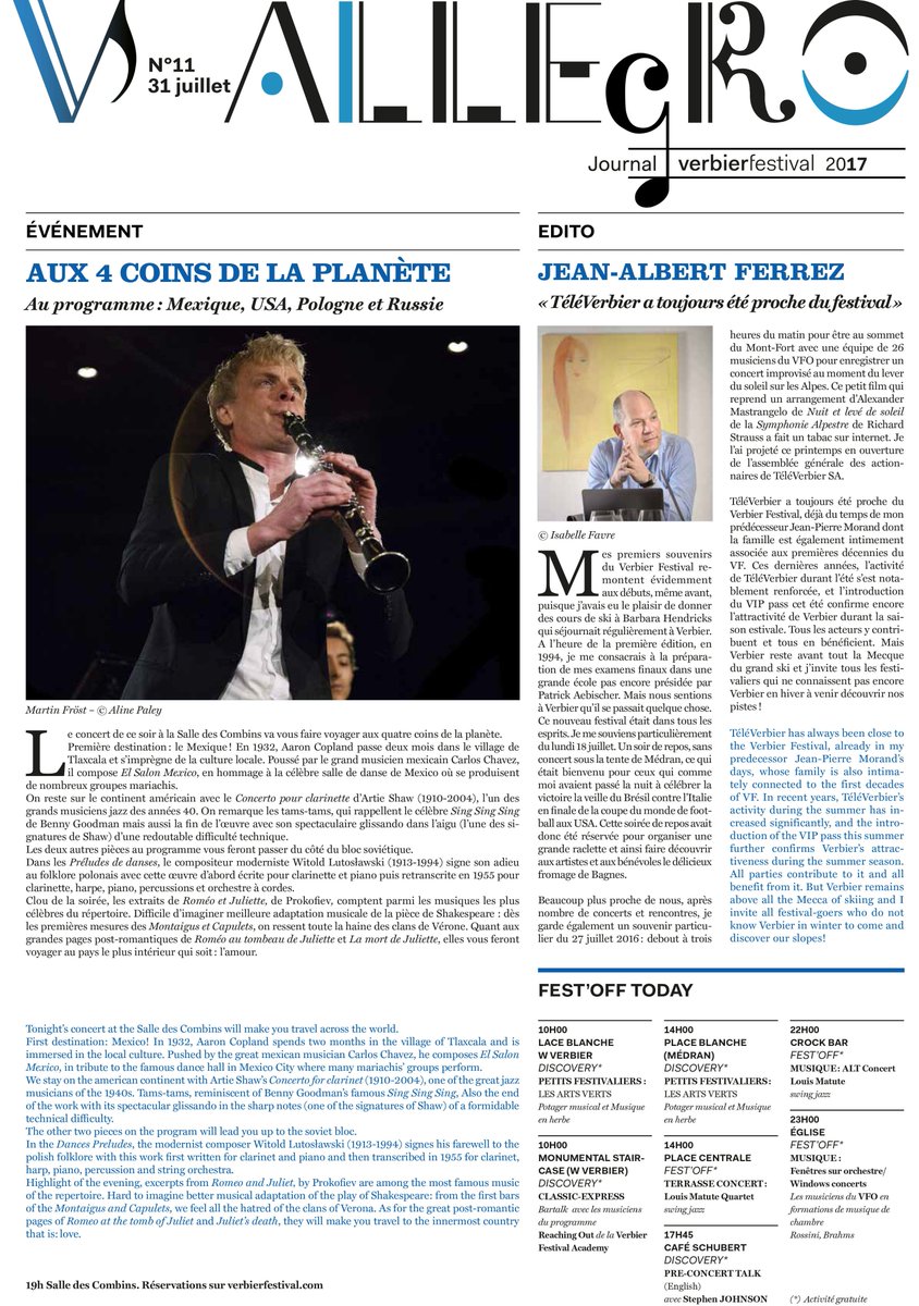 VerbierFestival's tweet photo. A glimpse behind the scenes of the @VerbierFestival by reading our newspaper Allegro #vf2017 #newspapers https://t.co/dKFDz2ZZng https://t.co/7yATS1JotK