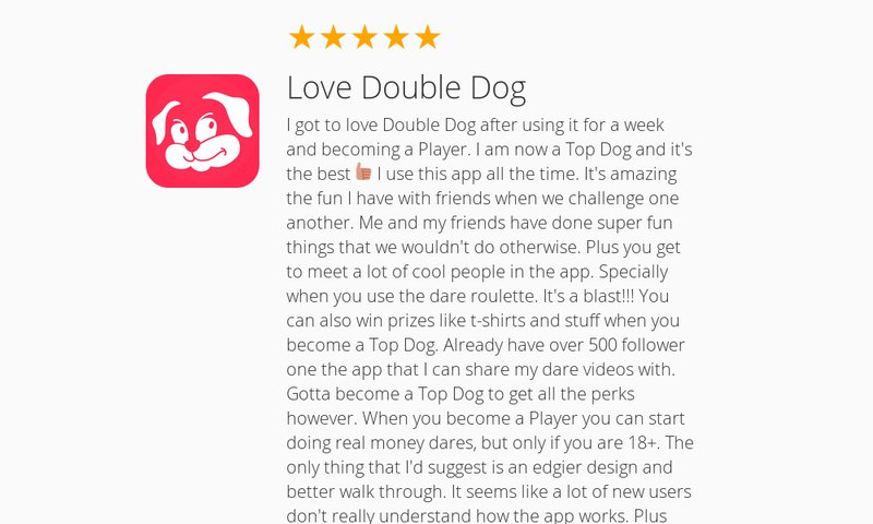 DoubleDogApp's tweet photo. 5 Star Review: "Love Double Dog: I got to love Double Dog after using it for a week and be…" https://t.co/9eQCCmf8An https://t.co/z9kxfXeA7D