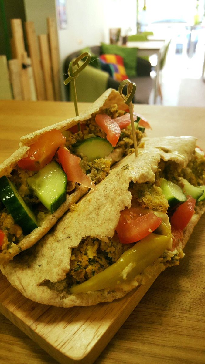 PlantBasedExmth's tweet photo. Homemade falafel salad pittas, available today :) https://t.co/QvXblstfBs