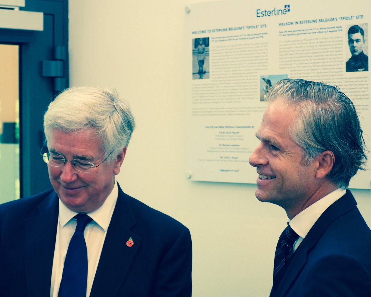 Crucq182's tweet photo. #Esterline-proud to welcome UK Defence Secretary Sir Michael Fallon to our Kortrijk factory earlier today! https://t.co/jN2Rqr4OY4
