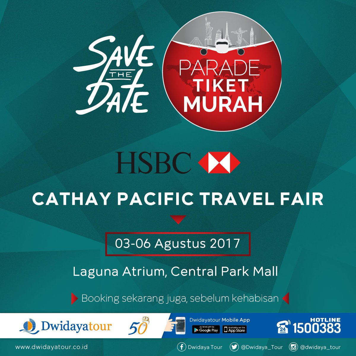 SeputarEvent's tweet photo. Cathay Pacific Travel Fair #CXTF, HARI INI! 3-6 Agustus 2017 di Laguna Atrium @CentralParkMall  Jakarta https://t.co/WAZcNZd3cu