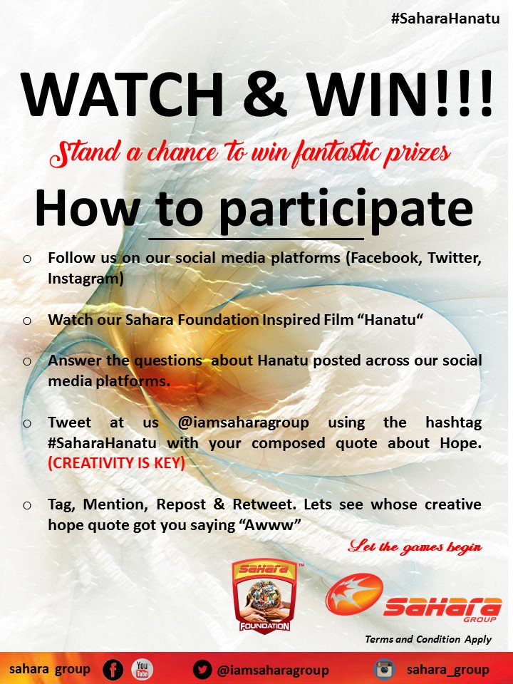 iamsaharagroup's tweet photo. Creativity is an act of defiance - Twyla Tharp. Let the games begin. Click on https://t.co/UWku7P32fe to watch #SaharaHanatu &amp; participate https://t.co/V2URoKDBdt