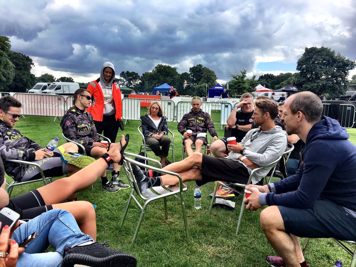 Love this shot of <a href="/JensonButton/">Jenson Button</a>  and <a href="/Ichiban_TriTeam/">Team Ichiban</a> between races at the Tri last week.