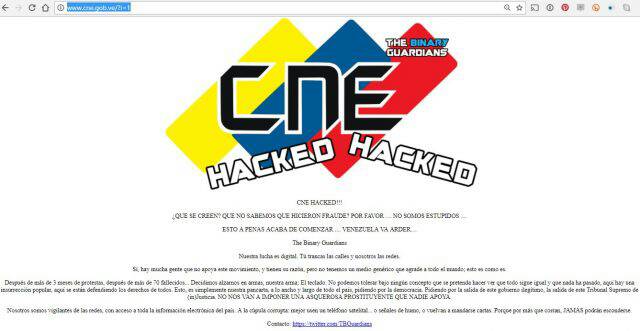 CATERINAV's tweet photo. #31Jul Fue hackeada la página del CNE. https://t.co/2KCnWFnCwW