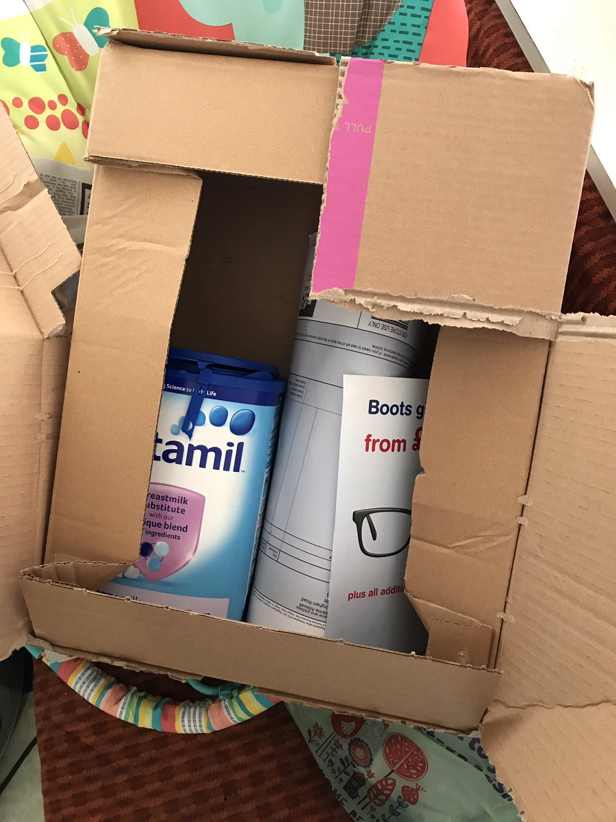rosierose91's tweet photo. @BootsHelp this is how my sons formula got delivered this morning. Isn't that tamper evidence strip meant to be attached? Not happy. https://t.co/6F3M48lh2G