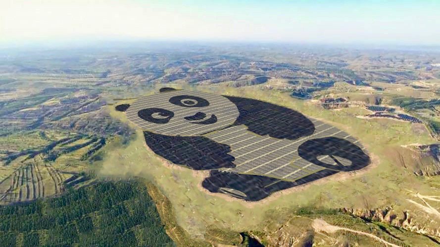 Forbes's tweet photo. China's 250-acre  giant panda-shaped solar farm will replace burning 1 million tons of coal in the next 25 years https://t.co/yijDEOoJsh https://t.co/lprwobLslL