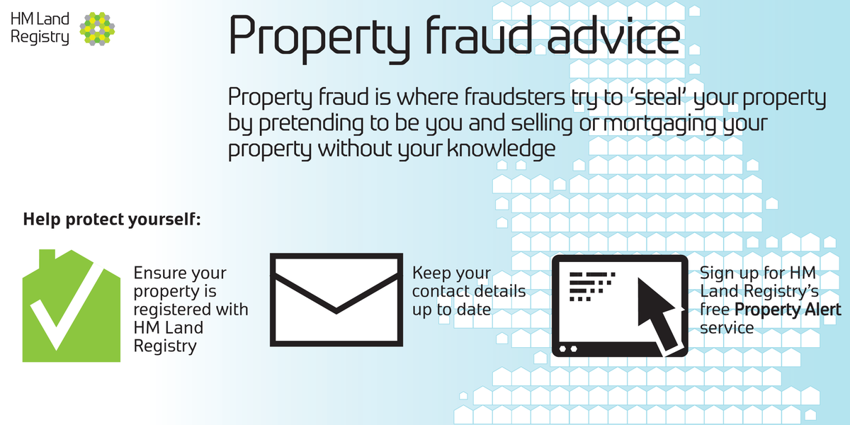 HMLandRegistry's tweet photo. Find out how to protect your home from #propertyfraud https://t.co/mkN4n3u1Q1 #scamaware https://t.co/tp6HEnOywJ