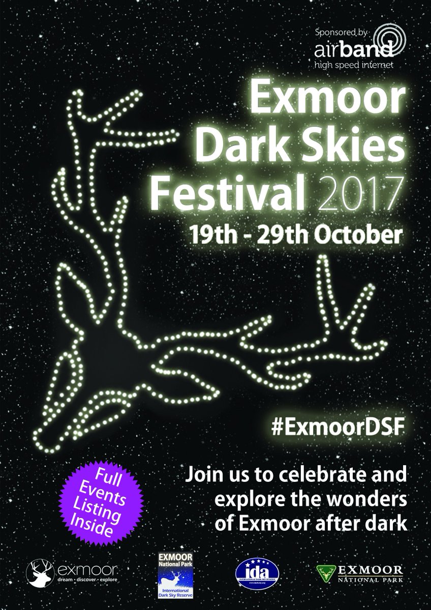 ExmoorNP's tweet photo. Full programme produced and booking now open for first Exmoor Dark Skies Festival great events on offer so book soon https://t.co/tTlTNn1aKX https://t.co/B4bUmUf7Ua