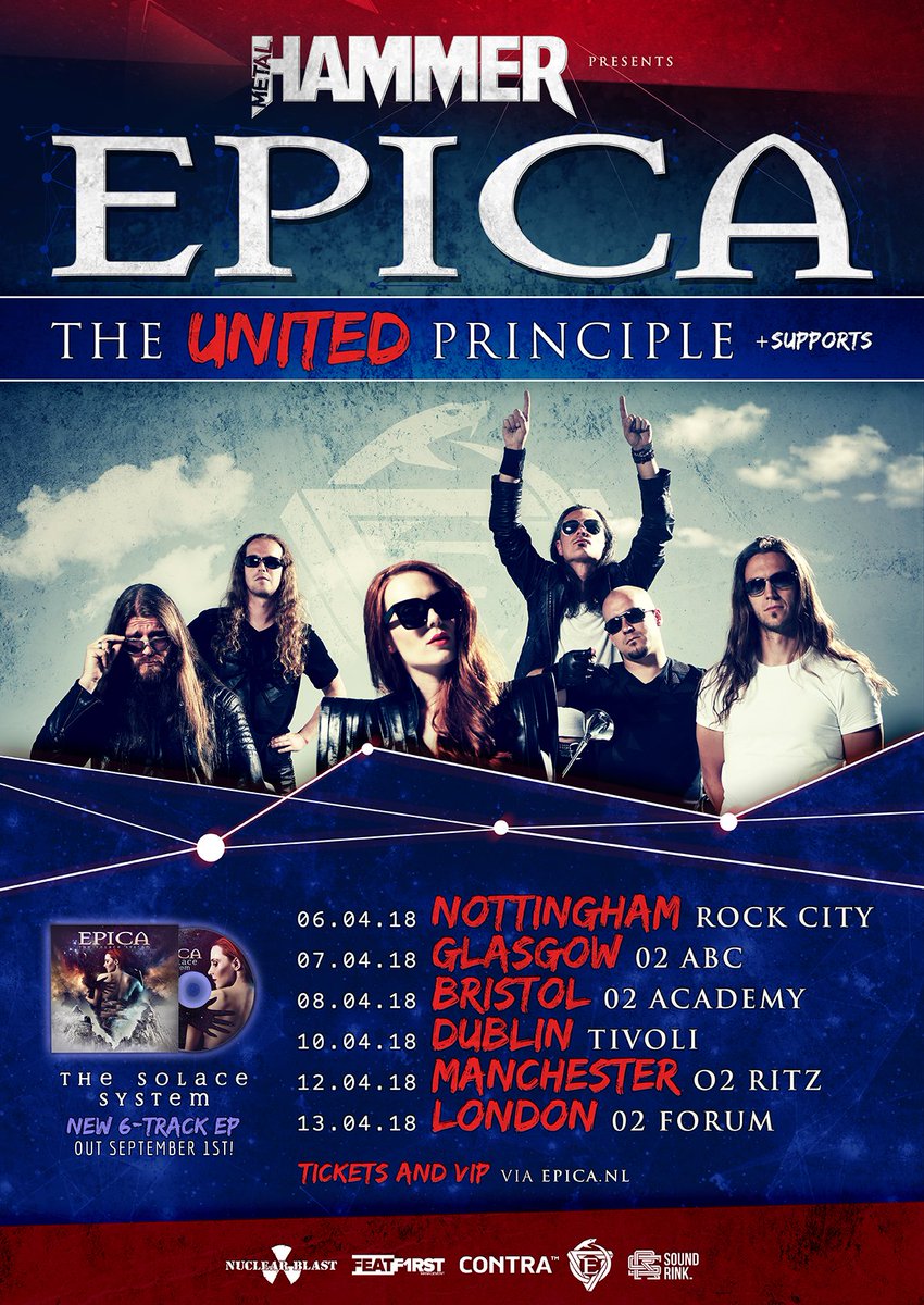 UK + IRELAND! We're coming back for a UK + Ireland tour in April 2018! Tickets on sale this Friday at 10 AM BST via epica.nl/tour