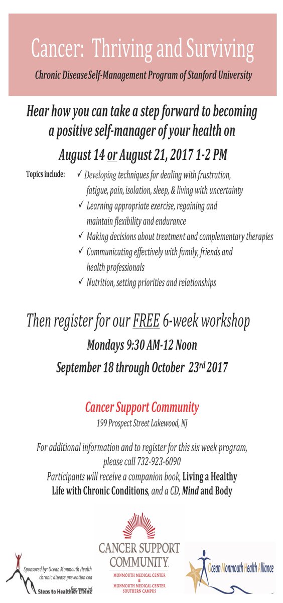 Cancer Thriving &amp; Surviving Mondays Sept 18 - Oct 23. #cancer #survivor #co-survivor 732.286.3693